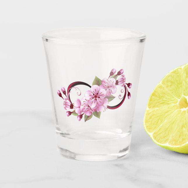 Unendlichkeit mit Sakura Blossom-Blume Schnapsglas (Vorderseite)