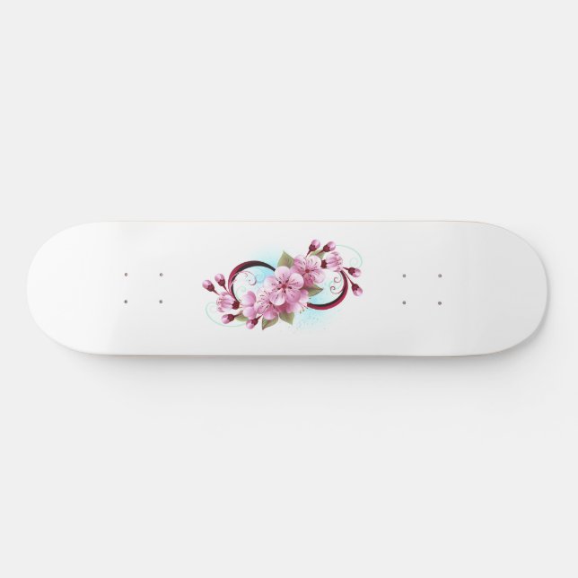 Unendlichkeit mit Sakura Blossom-Blume Skateboard (Horizontal)