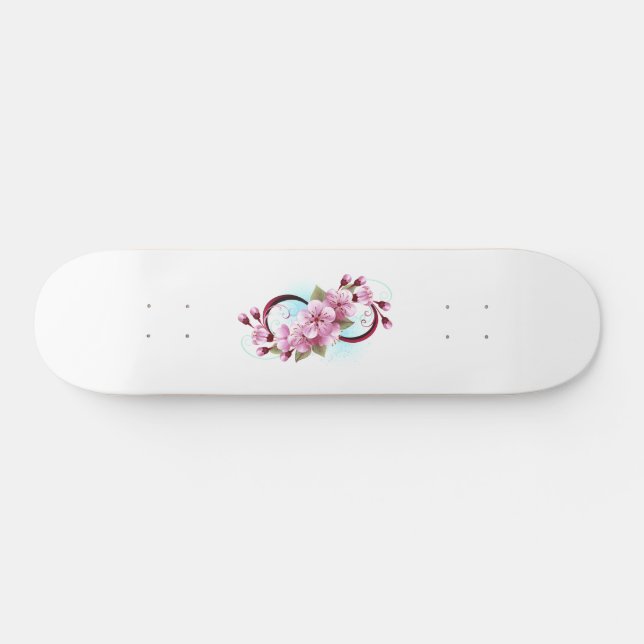 Unendlichkeit mit Sakura Blossom-Blume Skateboard (Horizontal)