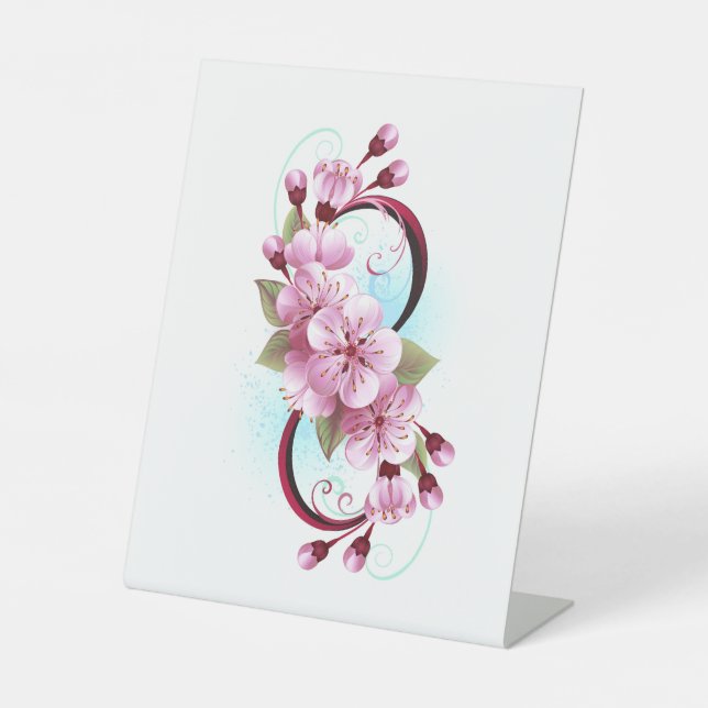 Unendlichkeit mit Sakura Blossom-Blume Sockelschild (Vorderseite)