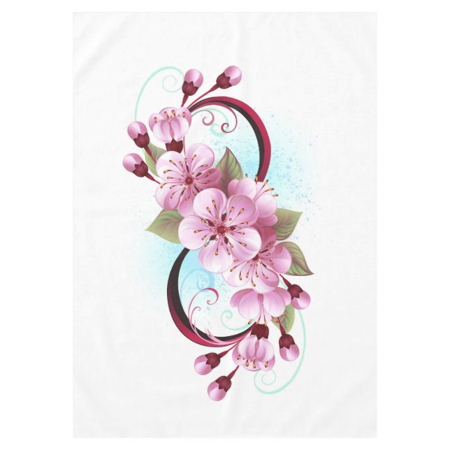 Unendlichkeit mit Sakura Blossom-Blume Tischdecke (Vorderseite)