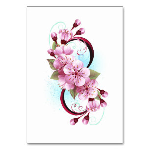 Unendlichkeit mit Sakura Blossom-Blume Tischnummer