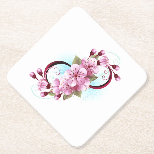 Unendlichkeit mit Sakura Blossom-Blume Untersetzer (Vorderseite)