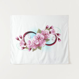 Unendlichkeit mit Sakura Blossom-Blume Wandteppich
