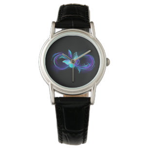 Unendlichkeit mit Zauberschmetterling glänzen Armbanduhr