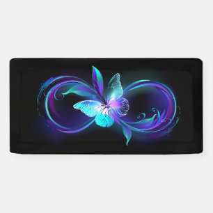 Unendlichkeit mit Zauberschmetterling glänzen Banner