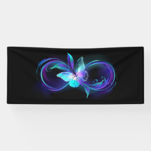Unendlichkeit mit Zauberschmetterling glänzen Banner