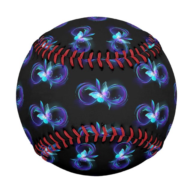 Unendlichkeit mit Zauberschmetterling glänzen Baseball (Vorderseite)