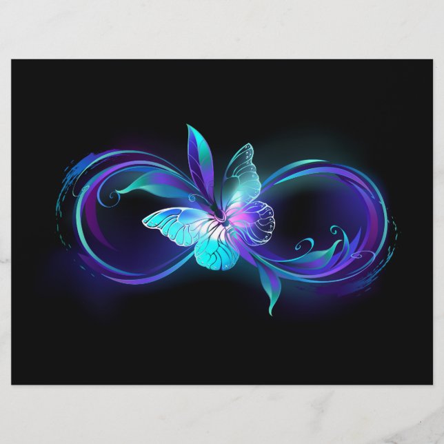 Unendlichkeit mit Zauberschmetterling glänzen Briefbogen (Vorderseite)