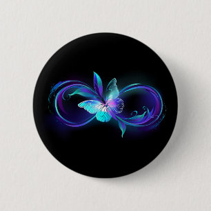 Unendlichkeit mit Zauberschmetterling glänzen Button