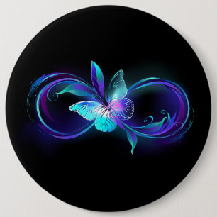 Unendlichkeit mit Zauberschmetterling glänzen Button