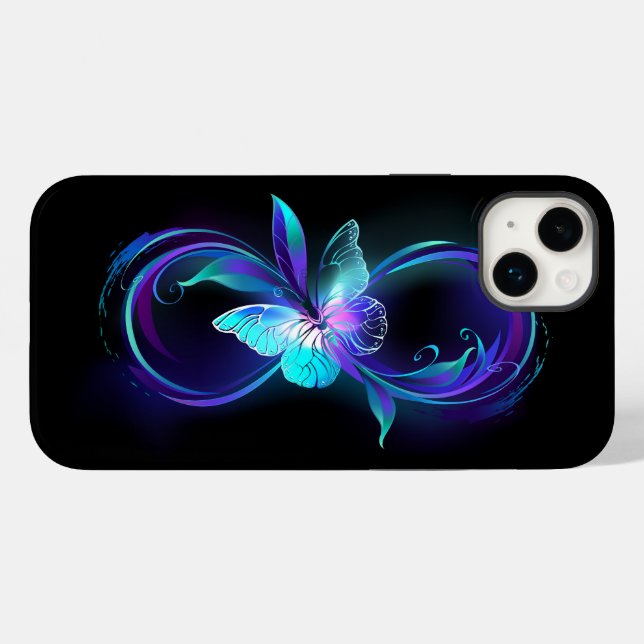 Unendlichkeit mit Zauberschmetterling glänzen Case-Mate iPhone Hülle (Rückseite (Horizontal))