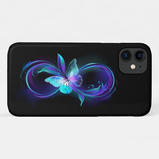 Unendlichkeit mit Zauberschmetterling glänzen Case-Mate iPhone Hülle (Rückseite (Horizontal))