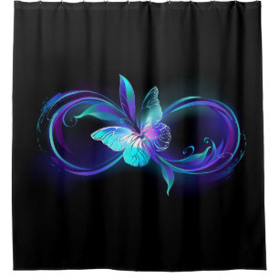 Unendlichkeit mit Zauberschmetterling glänzen Duschvorhang
