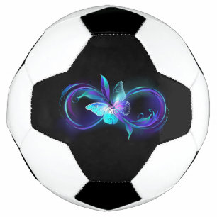 Unendlichkeit mit Zauberschmetterling glänzen Fußball