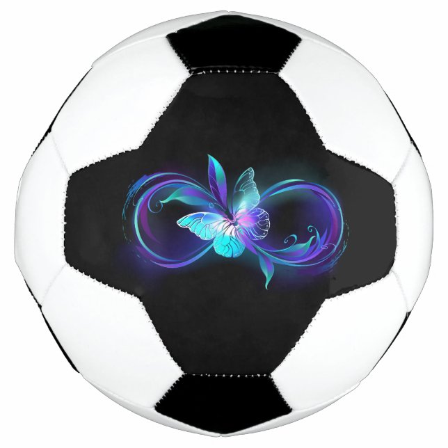 Unendlichkeit mit Zauberschmetterling glänzen Fußball (Vorderseite)