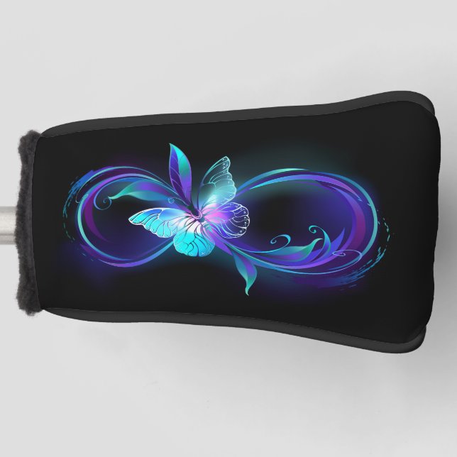 Unendlichkeit mit Zauberschmetterling glänzen Golf Headcover (Vorderseite)