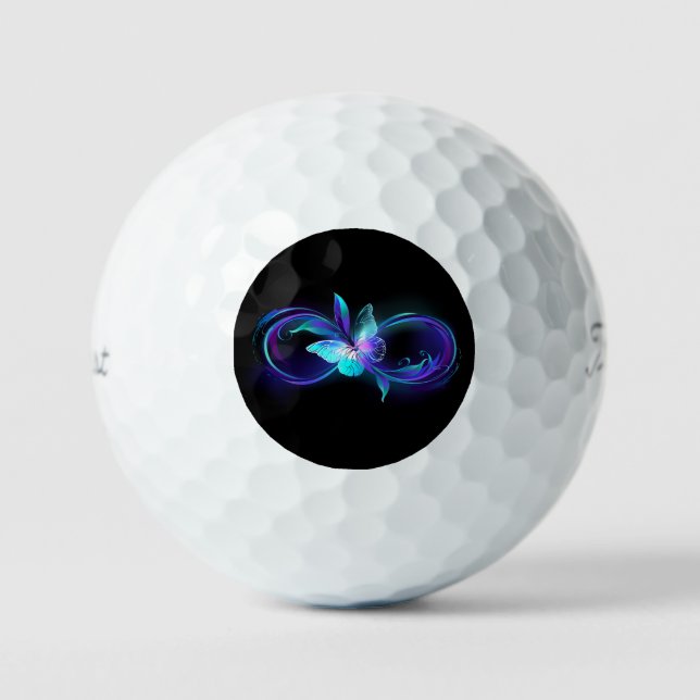 Unendlichkeit mit Zauberschmetterling glänzen Golfball (Vorderseite)