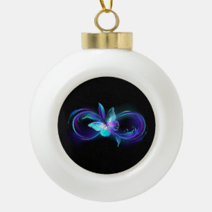 Unendlichkeit mit Zauberschmetterling glänzen Keramik Kugel-Ornament