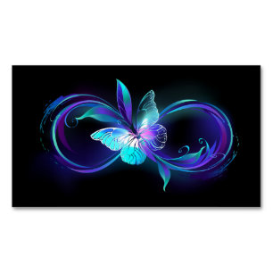 Unendlichkeit mit Zauberschmetterling glänzen Magnetische Visitenkarte