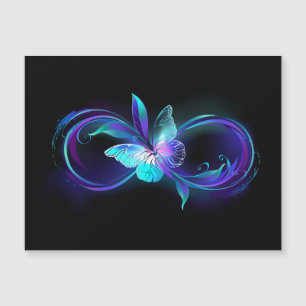 Unendlichkeit mit Zauberschmetterling glänzen Magnetkarte
