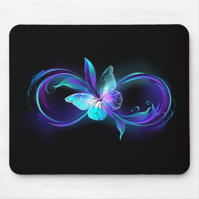 Unendlichkeit mit Zauberschmetterling glänzen Mousepad (Vorne)