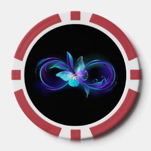 Unendlichkeit mit Zauberschmetterling glänzen Pokerchips