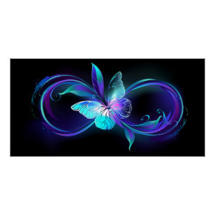 Unendlichkeit mit Zauberschmetterling glänzen Poster