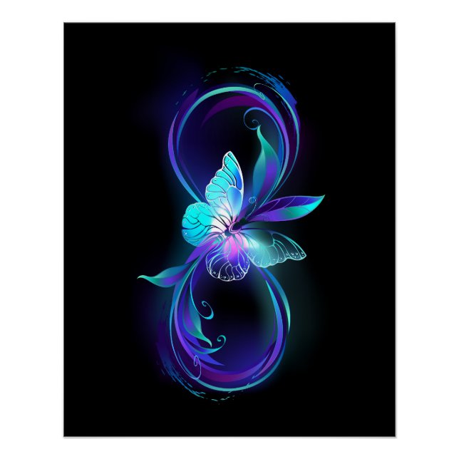 Unendlichkeit mit Zauberschmetterling glänzen Poster (Vorderseite)