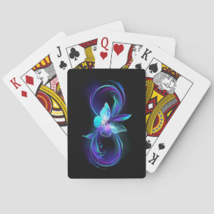 Unendlichkeit mit Zauberschmetterling glänzen Spielkarten