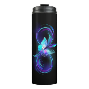 Unendlichkeit mit Zauberschmetterling glänzen Thermosbecher
