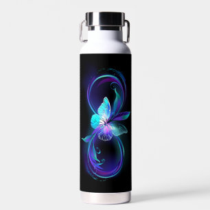 Unendlichkeit mit Zauberschmetterling glänzen Trinkflasche