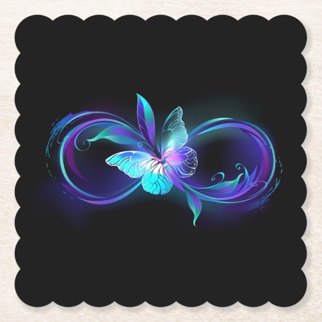 Unendlichkeit mit Zauberschmetterling glänzen Untersetzer (Vorderseite)