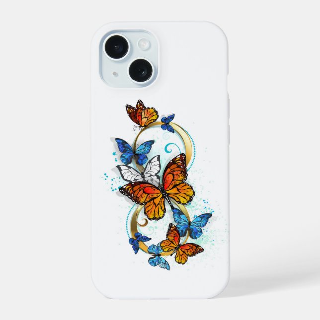 Unendlichkeit von Monarchfalter iPhone 15 Hülle (Rückseite)