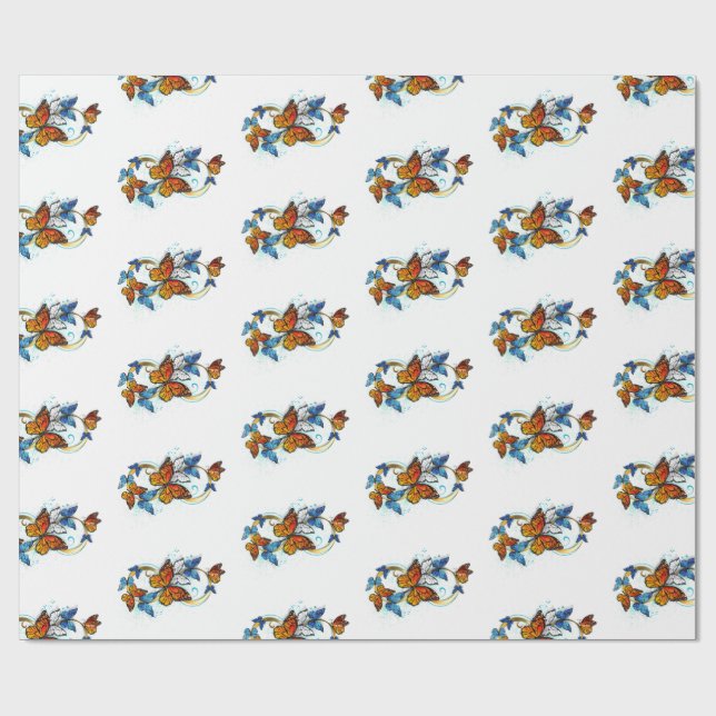 Unendlichkeit von Monarchfaltern Geschenkpapier (Flach)
