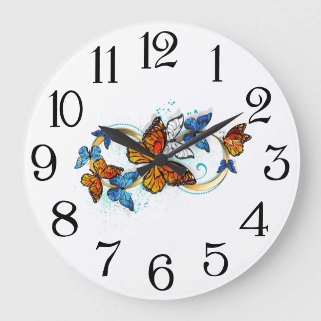 Unendlichkeit von Monarchfaltern Große Wanduhr (Vorderseite)