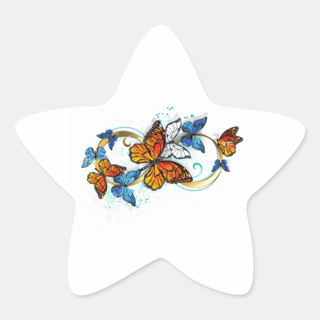 Unendlichkeit von Monarchfaltern Stern-Aufkleber (Vorderseite)