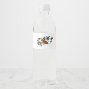 Unendlichkeit von Monarchfaltern Wasserflaschenetikett