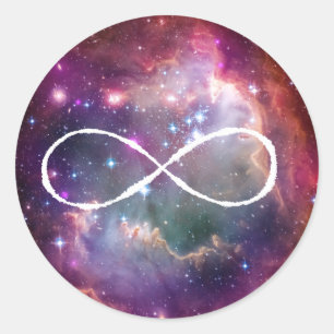 Unendlichkeitsschleife und Hipster-Hintergrund Runder Aufkleber