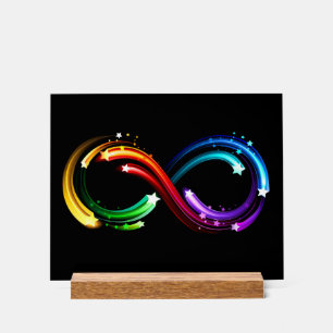 Unendlichkeitssymbol aus Regenbogenkometen Acrylschild