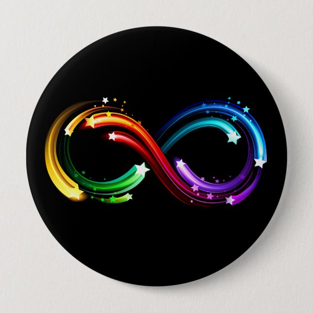 Unendlichkeitssymbol aus Regenbogenkometen Button (Vorderseite)