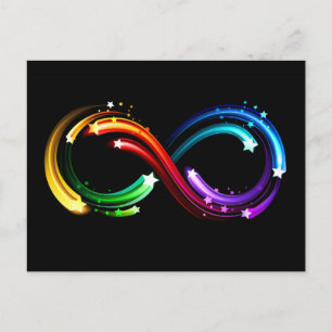 Unendlichkeitssymbol aus Regenbogenkometen Feiertagspostkarte