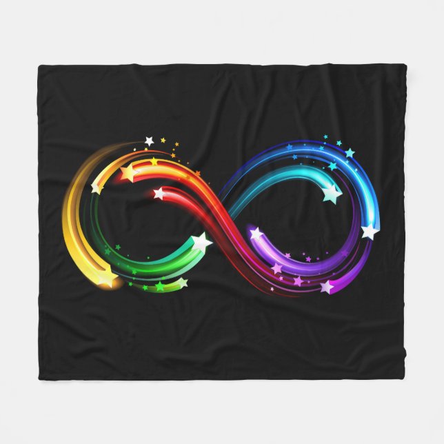Unendlichkeitssymbol aus Regenbogenkometen Fleecedecke (Vorderseite (Horizontal))