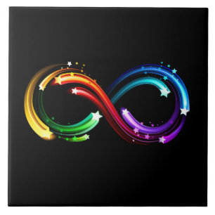 Unendlichkeitssymbol aus Regenbogenkometen Fliese