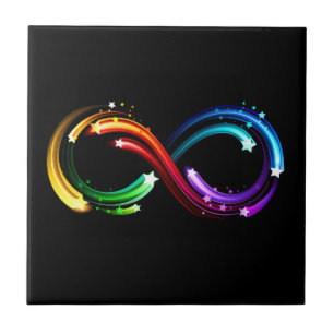 Unendlichkeitssymbol aus Regenbogenkometen Fliese