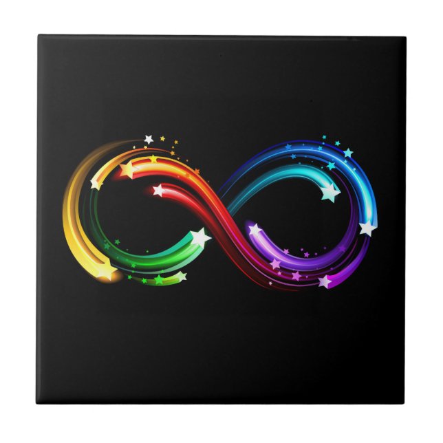 Unendlichkeitssymbol aus Regenbogenkometen Fliese (Vorderseite)