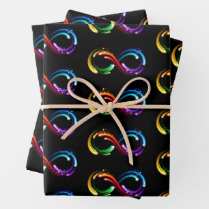 Unendlichkeitssymbol aus Regenbogenkometen Geschenkpapier Set