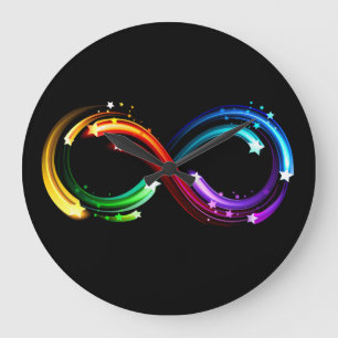 Unendlichkeitssymbol aus Regenbogenkometen Große Wanduhr