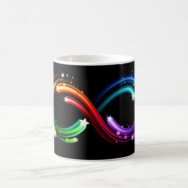Unendlichkeitssymbol aus Regenbogenkometen Kaffeetasse (Mittel)