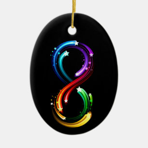 Unendlichkeitssymbol aus Regenbogenkometen Keramik Ornament